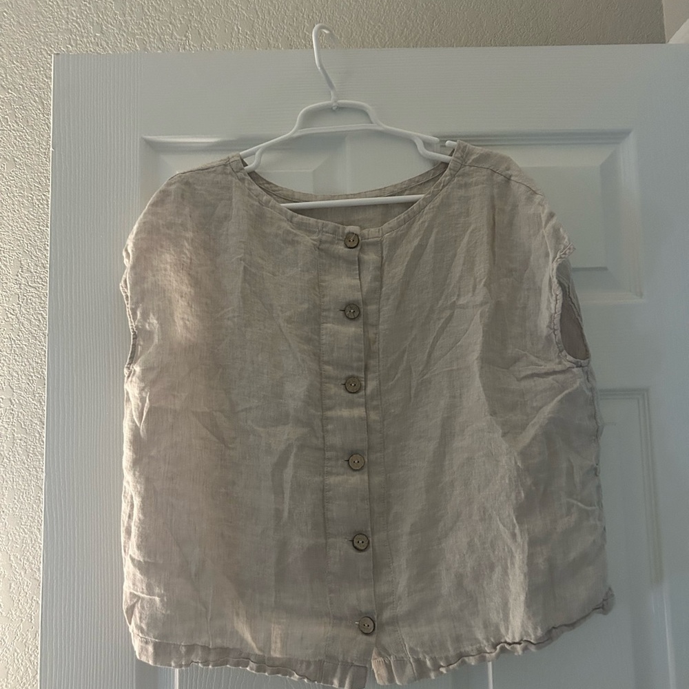 Tan Boxy Button Down Shirt